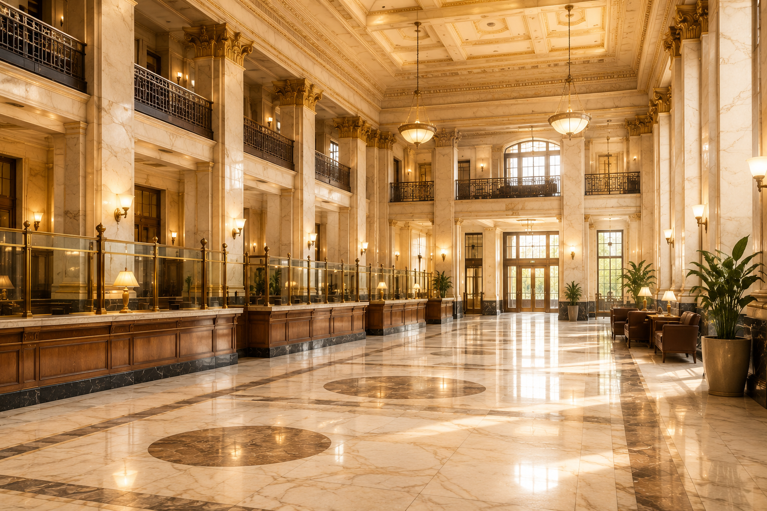 Grand bank lobby interior